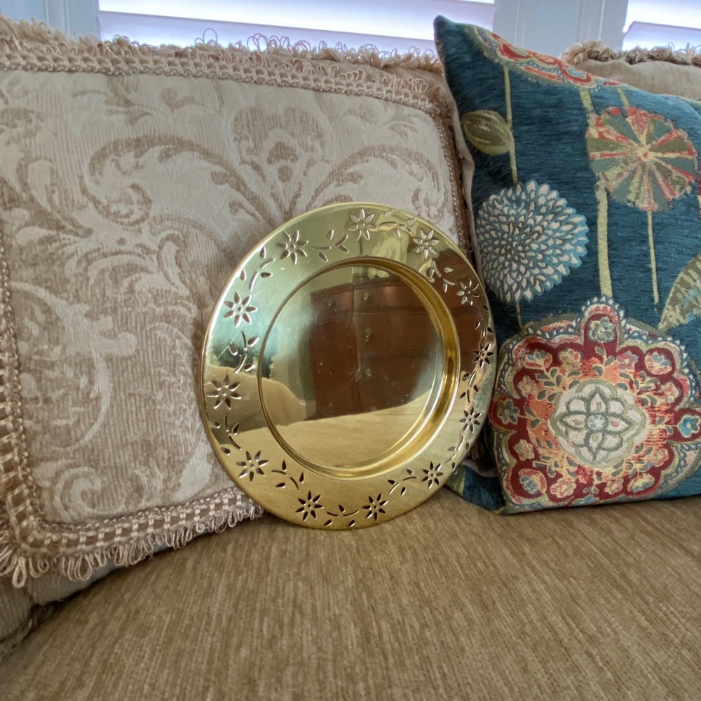 Vintage Partylite Brass Charge Plate Pillar Candle Tray 9 1/2 “